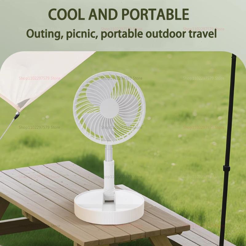 2025 Tragbarer Faltbarer Teleskopischer USB-Tischventilator für Zuhause, Outdoor-Camping, Wiederaufladbarer Multifunktionaler Stehventilator