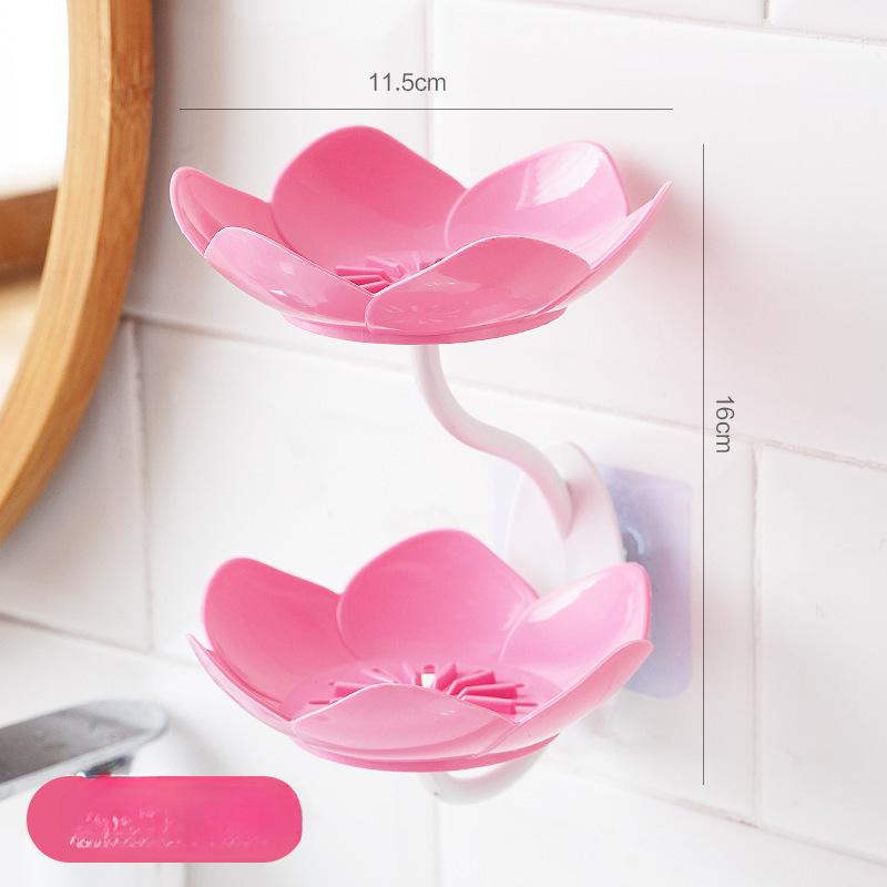 Soap Box Soap Box Wall Hanging Drain Lotus Double Layer Perforation-free Household Storage Shelf Magic Bathroom