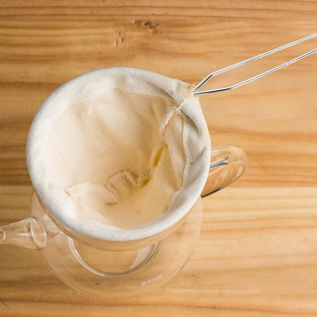 Uxcell 1-Piece Cloth Coffee Filter Bag, Coffee Sock Filter, Reusable Coffee Strainer with Steel Ring Handle, Large, Yellow