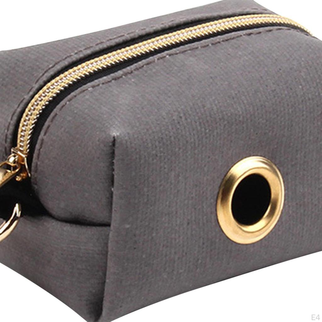 Canvas Dog Poop Bag Holder Waste Dispenser with Zipper Puppy Scratch Resistant Zipped Container