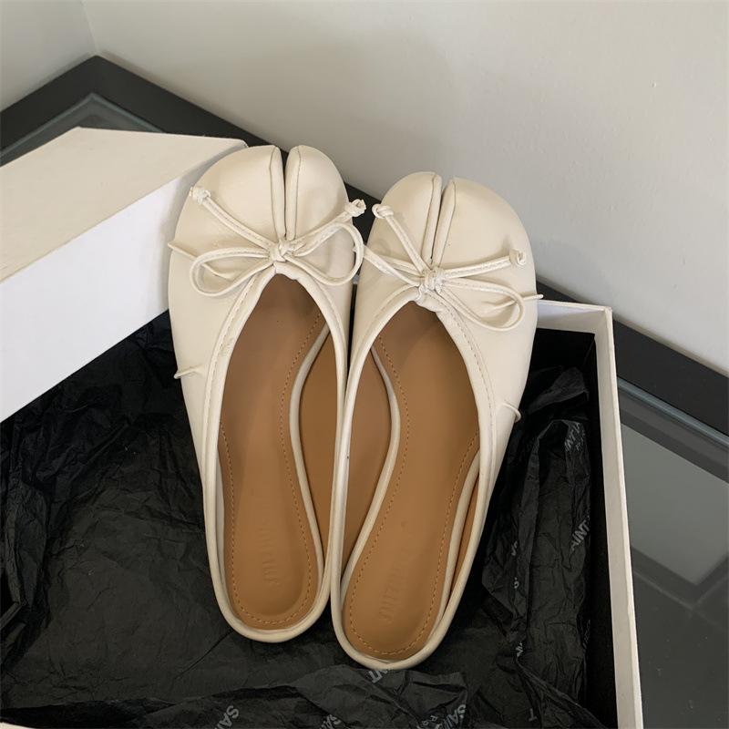 

Модные IPPEUM Таби Балетки-шлепанцы для женщин 2025 Новая мода Белые Черные С раздельным пальцем Мюли 250 белый