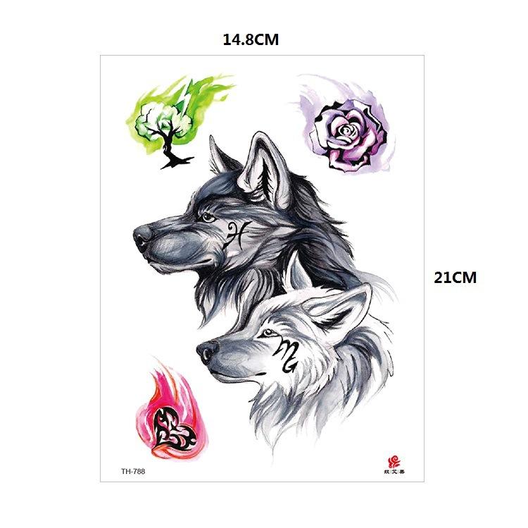Vzor zvířete tygr vlk květina paže polovina paže vodní transfer vodotětná tetovací samolepka simulační tetování