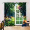 Versatile Polyester Transparent Curtains Home Decoration Spring Flower Use Bedrooms Living Rooms Curtain Set Of 2 Made Washable Great Room Ready