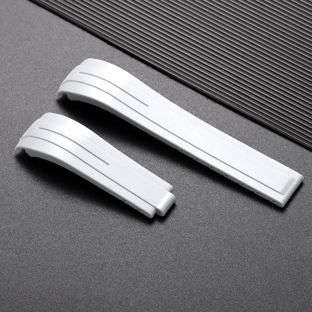 20 21 22mm Měkký silikonový řemínek Zakřivený gumový řemínek na hodinky pro Rolex Muži Ženy Sportovní náramek Skládací přezka Řemínek na zápěstí