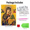 DIY Framed Pearl Bead Art Kit Religious Madonna and Child Pattern Sparkling Canvas Painting for Modern Room Wall Decor Gift