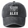 ATHACER IM RIGHT IM ALEX Baseball Cap  Funky  Washed Distressed Sun Hat in Black Olive Green Navy Blue for Men