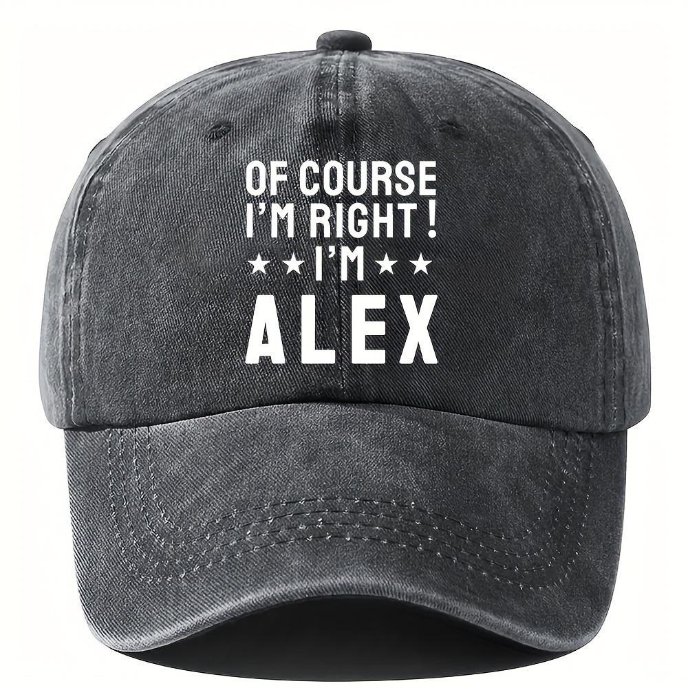 ATHACER IM RIGHT IM ALEX Baseball Cap  Funky  Washed Distressed Sun Hat in Black Olive Green Navy Blue for Men