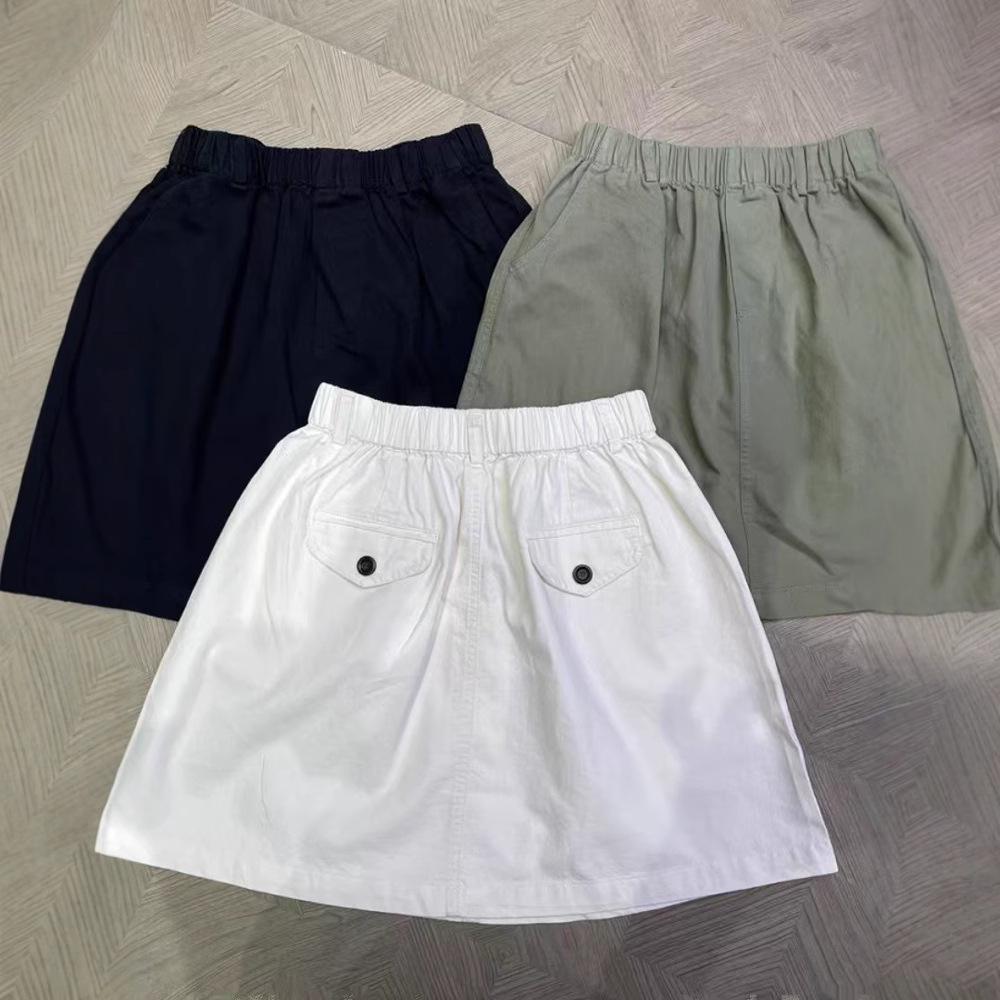 

Nine Stone Summer Korean Style Plus Size Casual Elastic Waist Midi Mini Skirt One Size чорний