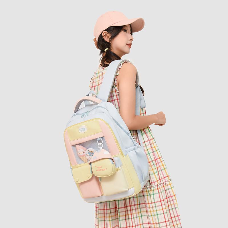 Contrast Color Student Backpack Large Capacity Schoolbag Women's Backpack