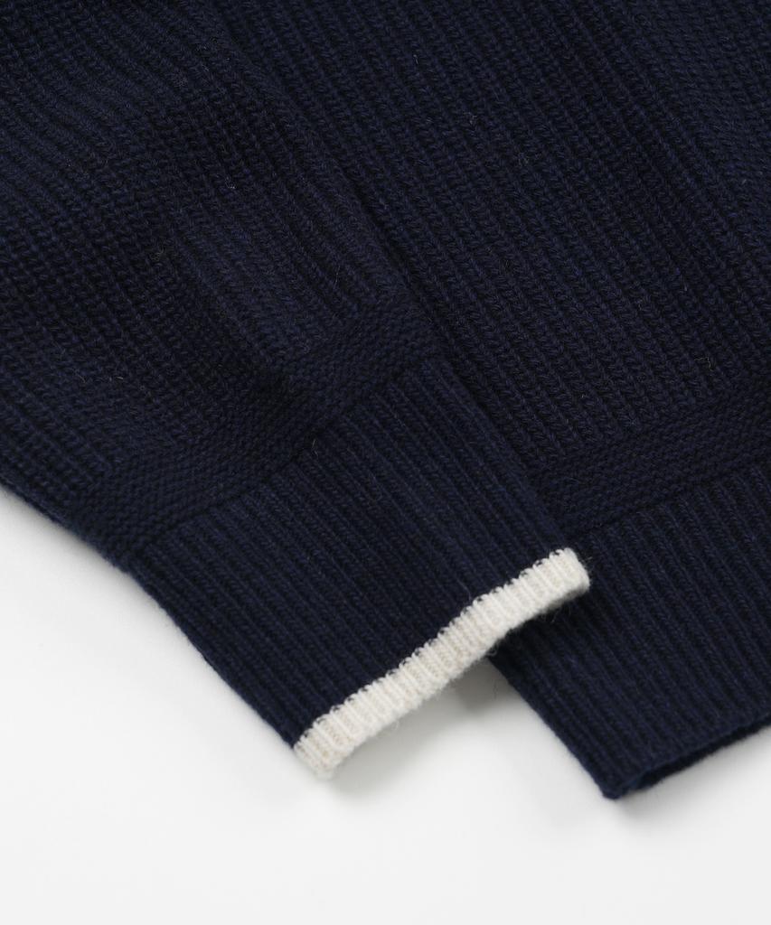 FRIZMWORKS Contrast Collar Half Zip Knit _ Navy