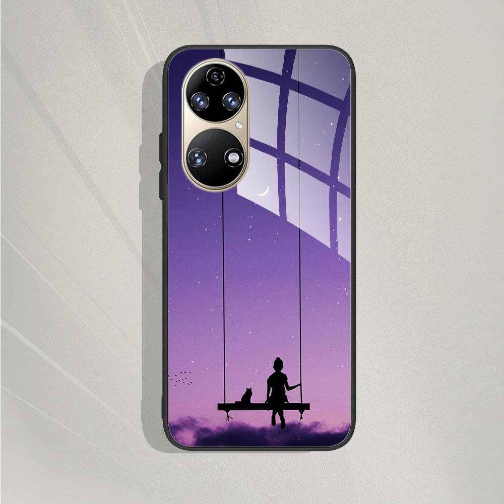 Pro Huawei P50 Pro Pouzdro P50E P 50 Luxusní tvrzené sklo Kryt telefonu Pro Huawei P50 Zadní kryt Módní ochranné TPU Coque P50Pro