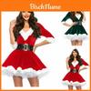 Festive Women's Girls Santa Claus Christmas Costume With Soft Velvet And Faux Fur Trim