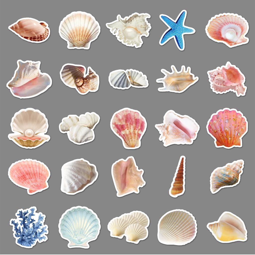 50 Shell Creative Stickers Personalized Small and Fresh Korean Ins Style Decorative Water Cup Mobile Case Stickers