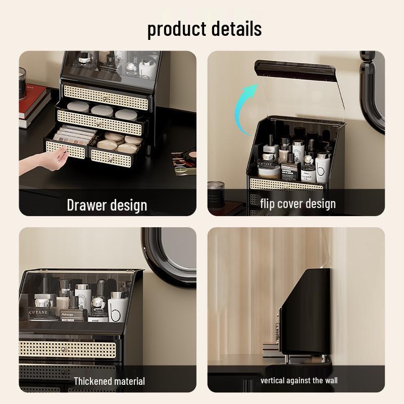 Deluxe Cosmetic Storage Box with Lid: Dustproof, Moisture-proof, Drawer-style Makeup Organizer for Lipsticks