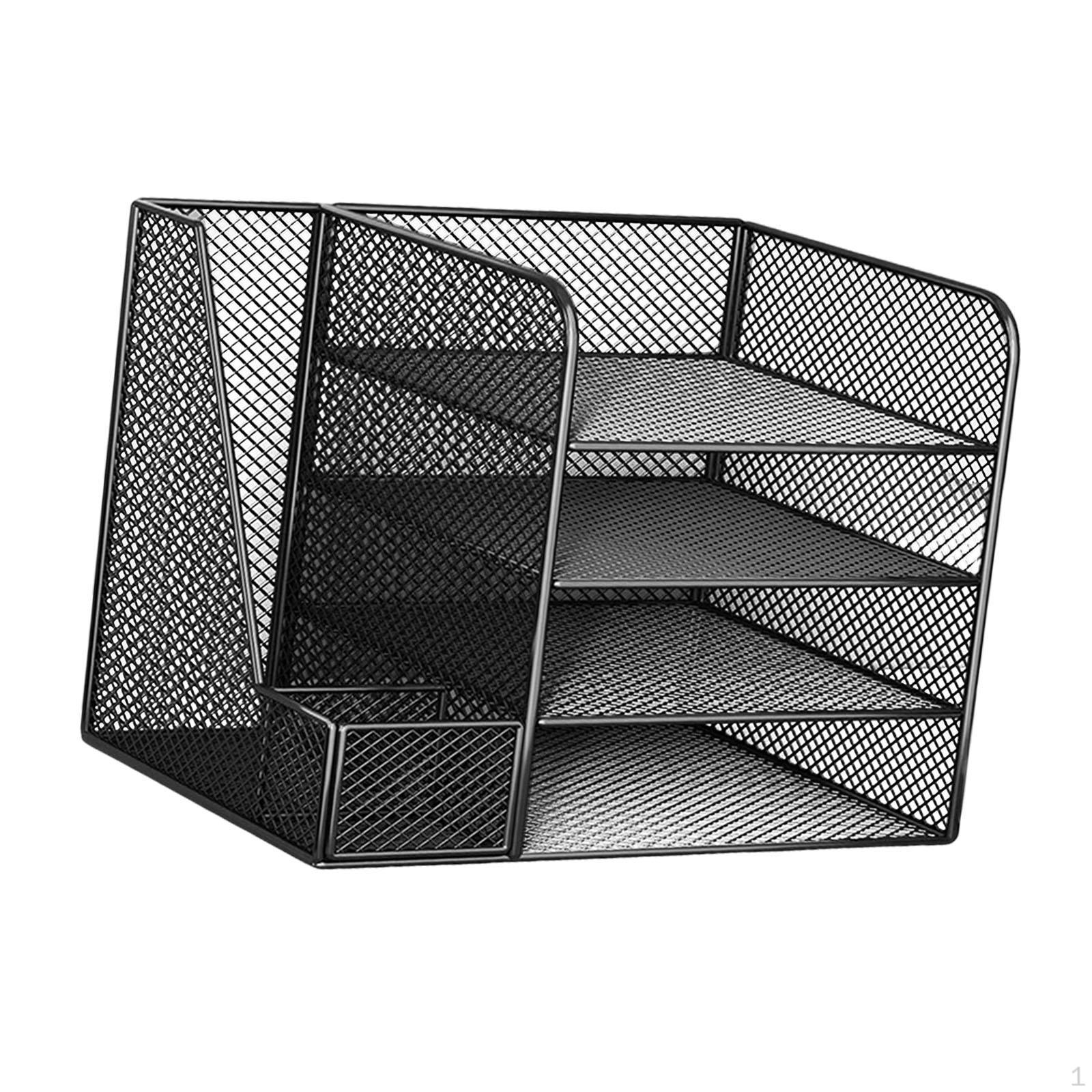 Настольный органайзер для хранения документов книжная полка портативный сетчатый держатель для файлов экономящий место бумага чёрный 3889₽