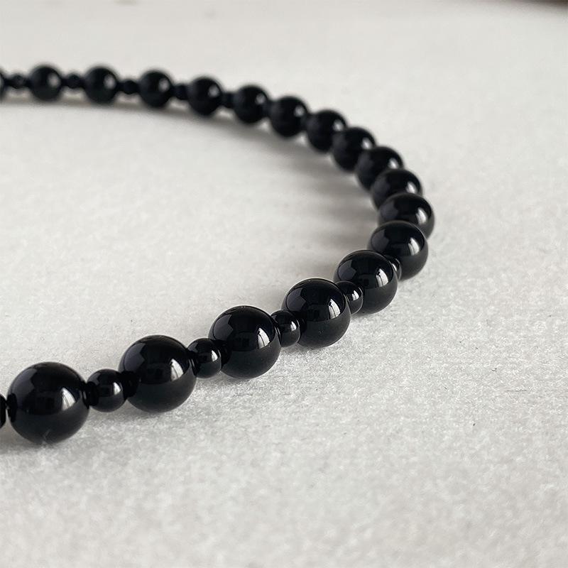Black Beaded Heart Necklace: Summer Luxury Hip Hop Clavicle Chain