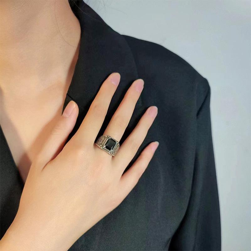 Yin Taifei Retro Korean-Japanese Silver Open Ring - Versatile Court Style for Women & Men