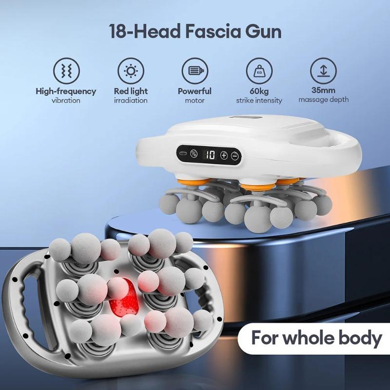 18-Head Fascia Gun High-Frequency Vibration Body Massage Gun Back and Waist Massager Neck Shoulder Massager Muscle masajeador