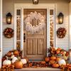 Halloween Ghost Wreath, 12 Led Light-Up White Ghost Garland, Spooky Indoor & Outdoor Hanging Decoration For Front Door, Wall