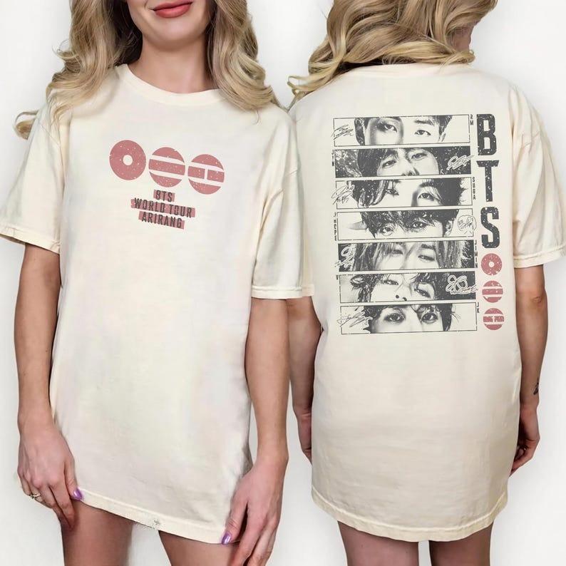 2026 Sommer Mode Trendiges T-Shirt Herren Damen Vintage Oberteil BTS Welttournee Arirang Shirt – K-Pop Merch Hip Hop Streetwear Übergroßes T-Shirt