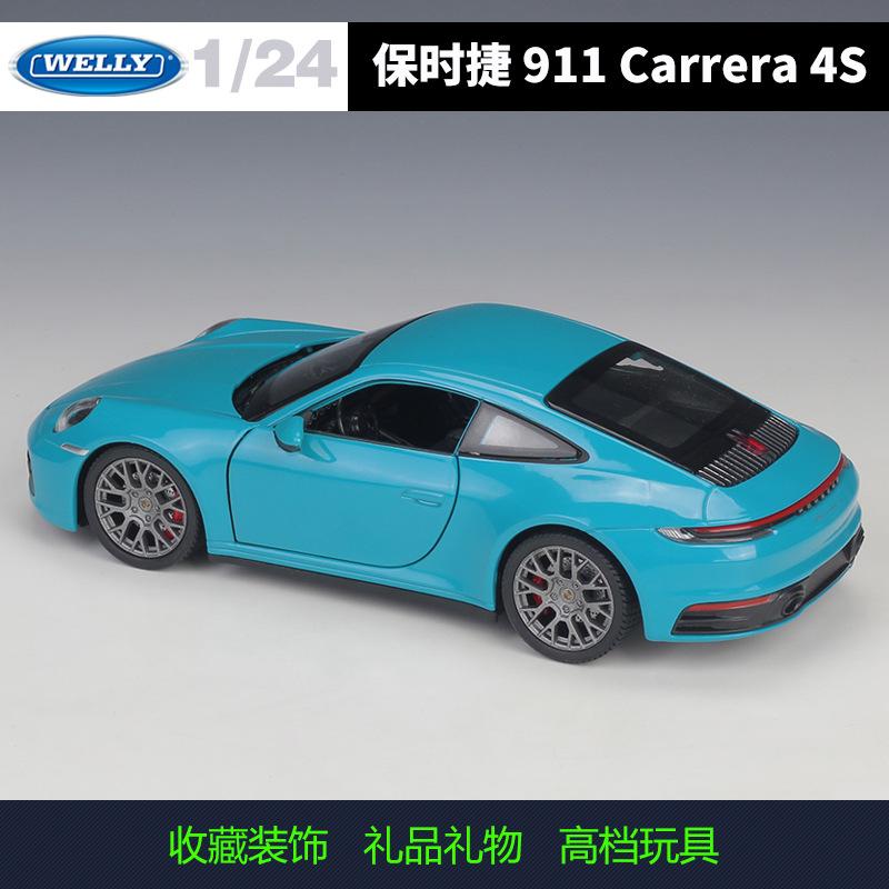 WELLY 1:24 Scale Porsche 911 Carrera 4S - Alloy Die-Cast Model Car, Official Licensed Collector's Display Gift with Detailed Int