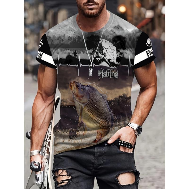 Fashion 3D Carp Fishing Men T-Shirt Fashion O-Neck Short-Sleeve Oversized