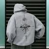 Vintage Compass Print Hoodies for Men High Quality Hooded Long Sleeve Pullover All Season Daily Casual Sports Tops Men's Clothes