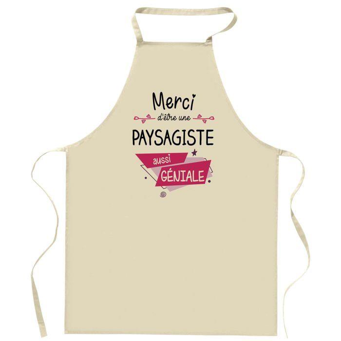 Tablier de cuisine - Paysagiste Merci Géniale - Impression Bretonne - Coton épais résistant - Imprimé en France