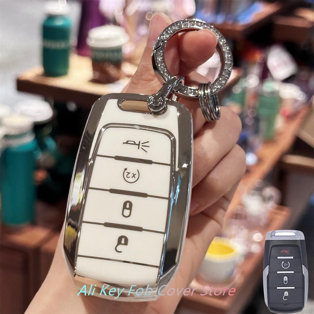 Key Fob Cover with Keychain Lanyard for Jeep 2019-2022 Dodge RAM 1500 2500 3500 4500 5500