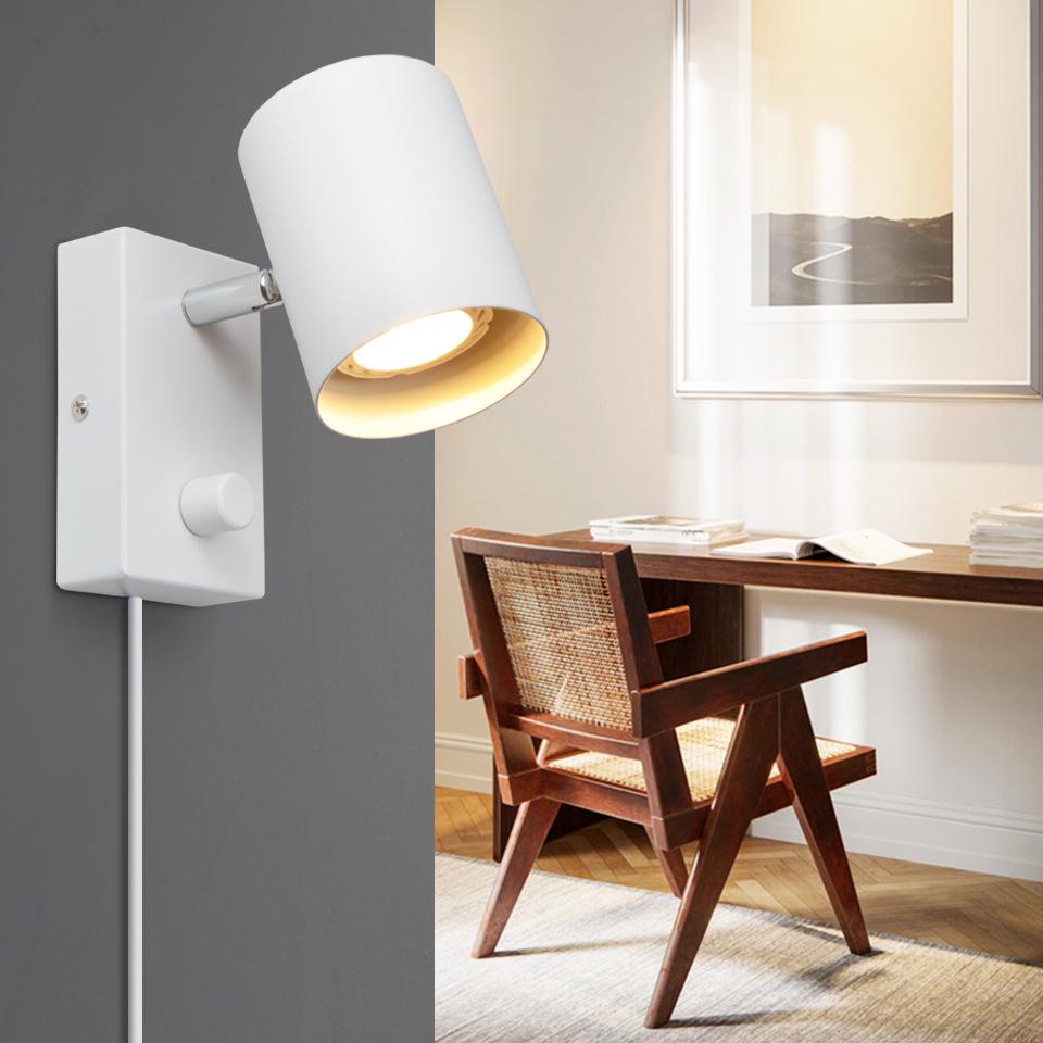Adjustable Angle Modern Minimalist Bedside Wall Lamp with GU10 Spotlight for Living Room