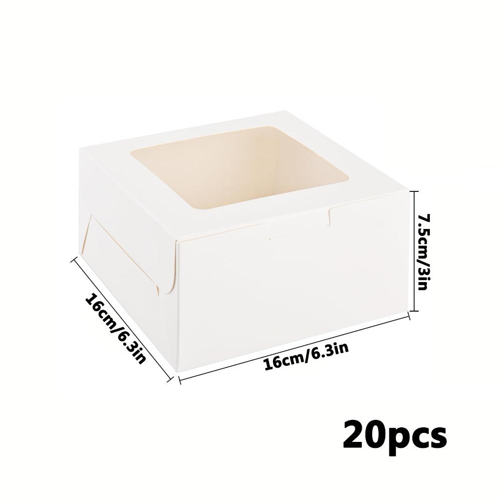 

20 шт. белых средних коробок для сладостей с окном, подарочные коробки из крафт-бумаги, подарочные коробки на День святого Валентина, Новый год, Рамадан, Пасху, свадьбу, день рождения 20pcs white