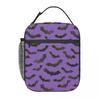 Gradient Purple Bat Pattern Insulated Lunch Bag for Kids School Cooler Thermal Food Box Tote Leakproof Lunch Boxes Container