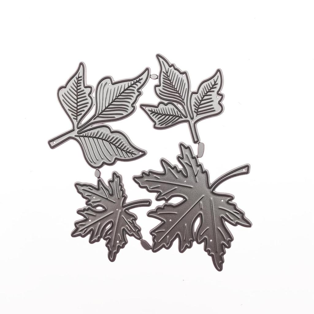 4pcs Maple Leaf Frame Metal Cutting Dies Scrapbooking Silver Leaves Embossing Die Cut Stencil DIY Photo Album Card Making