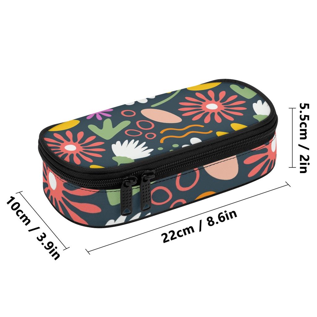 Pencil Pouch Portable 300D Polyester Zipper Closure with Mesh Pocket Removable Divider and Pen Slots for College and School Use