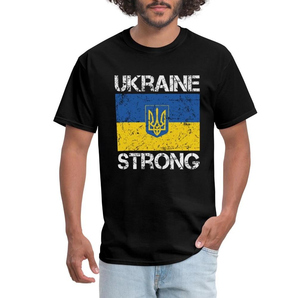 

Ukraine Ukrainian Flag Used Look Trident Men s T-Shirt XL