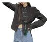 L-Stoppastow Chinese-Style Blouse, Spring/Summer, Women's, Long Sleeve, Chinese Button Shirt Blouse, Cheongsam Shirt, Short Top, Cute, Black