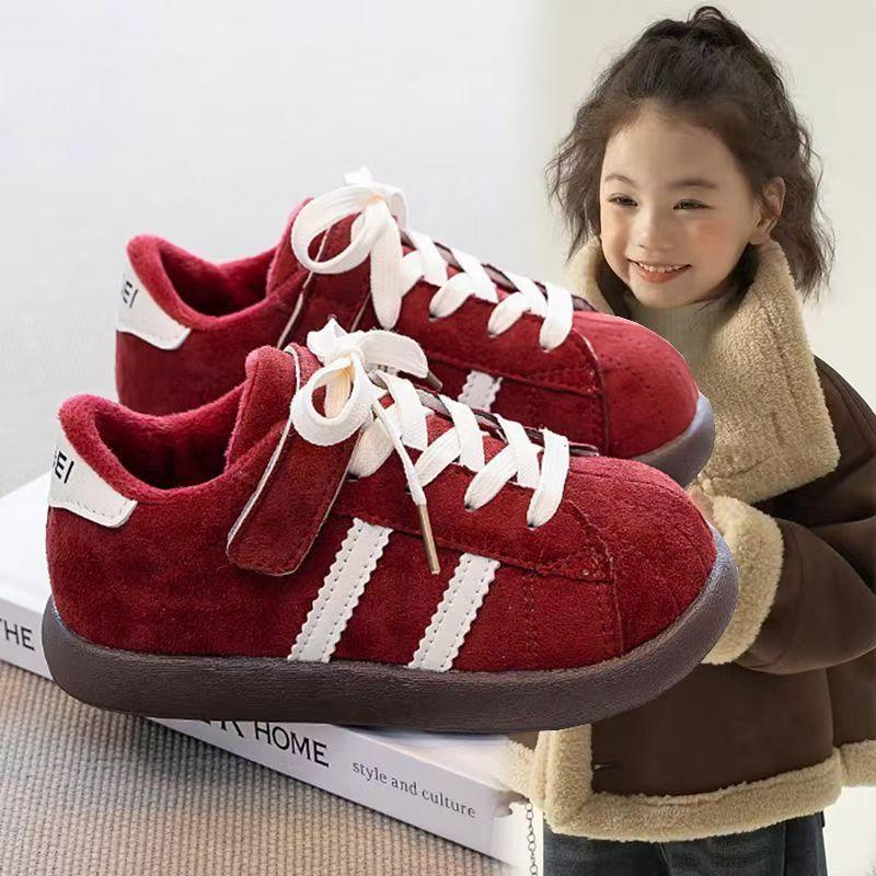 Girls shoes velvet children's sports shoes new autumn and winter girls two cotton shoes baby soft-soled casual shoes