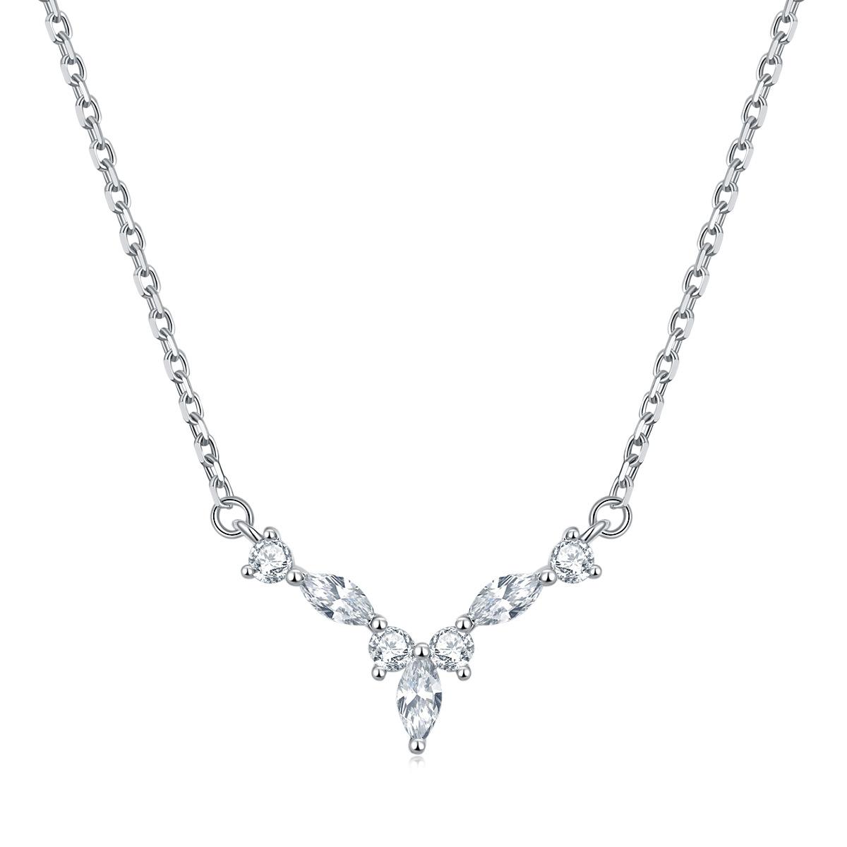 

925 sterling silver zircon pendant crystal necklace female niche high-end sense clavicle chain small fragrance style 925 silver платиновий