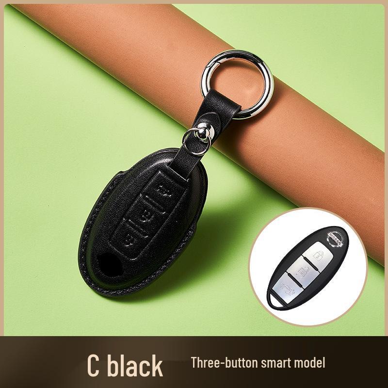 Skórzany Etui na Klucze ze Skóry Wyprawianej Roślinnie dla Nowego Kluczyka Samochodowego Sylphy Murano, Ręcznie Robiony Wzór Klamry dla Mężczyzn