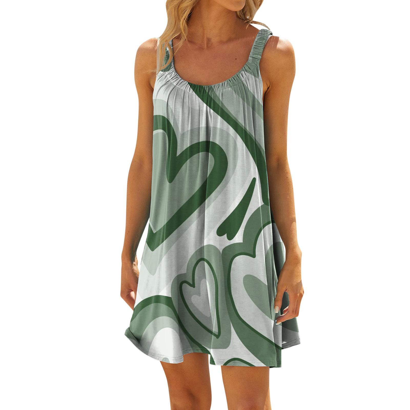 

Women s Fashion Summer Beach Casual Print Sleeveless Cute Sling Dress M