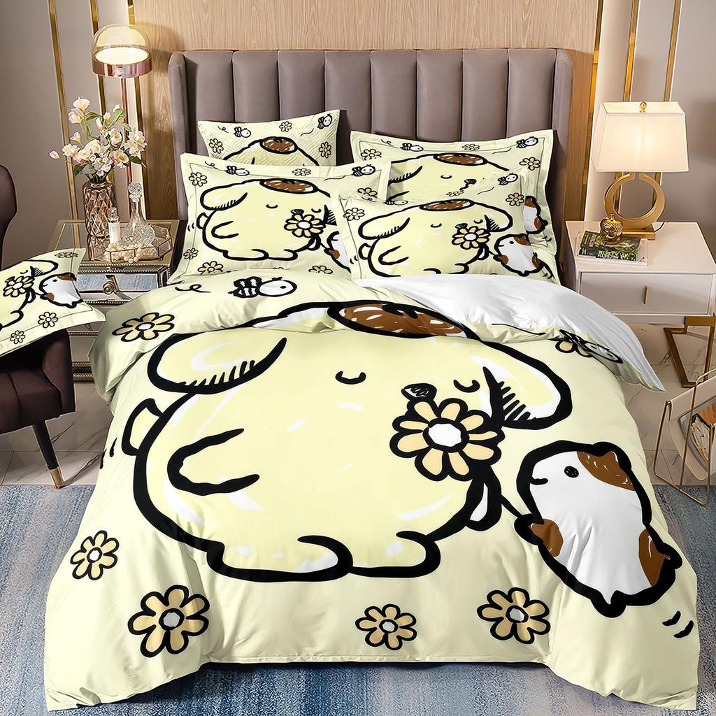 3D Digital Printing Cartoon Animation Children'S Bedding Pudding Dog Three-Piece Set