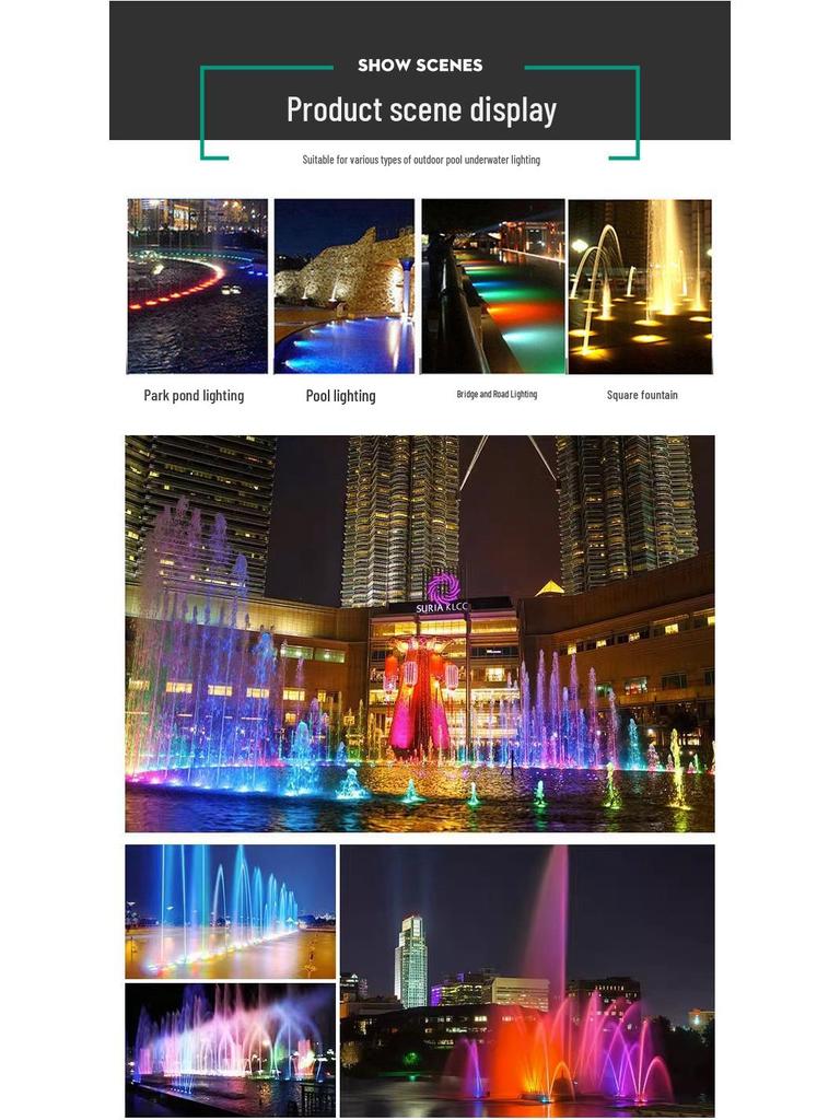 Edelstahl Bunte LED Unterwasserleuchte für Pools, Aquarien und Außenlandschaften