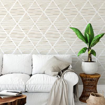 Moderne Abzieh- und Aufklebetapete Selbstklebende Kontaktpapier Beige Weiß Geometrische Wandtapete für Schlafzimmer Badezimmer Schränke