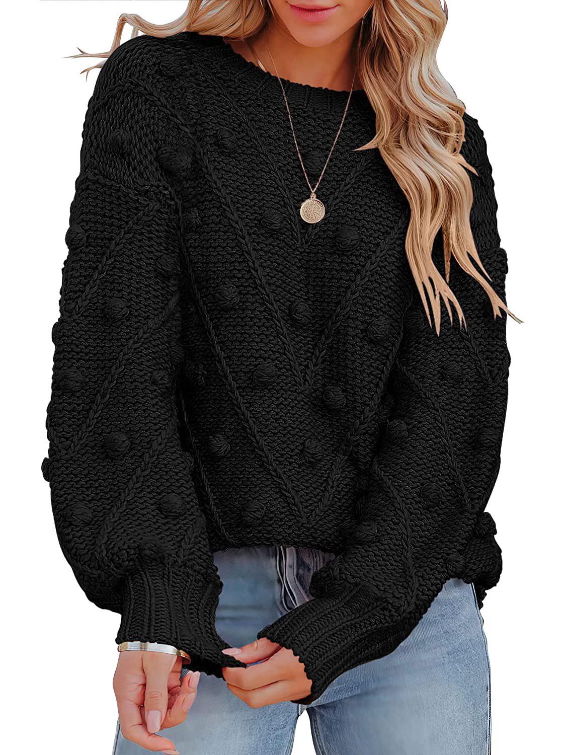 

2024 Autumn/Winter Women s Loose Long Sleeve Pom-Pom Knitted Pullover Sweater Small