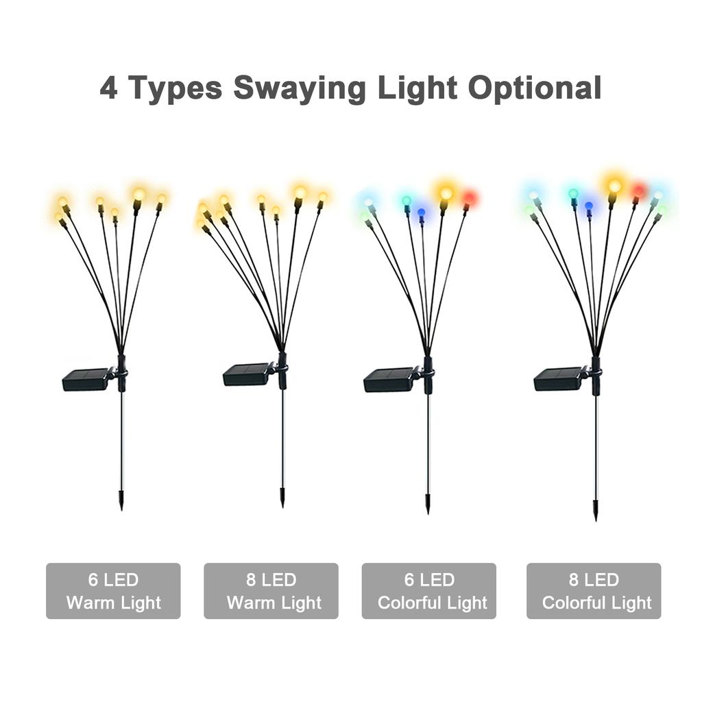 Solar Garden Lights Decorative Firefly Lights Outdoor Pathway Decoration Starburst Swaying Suitable