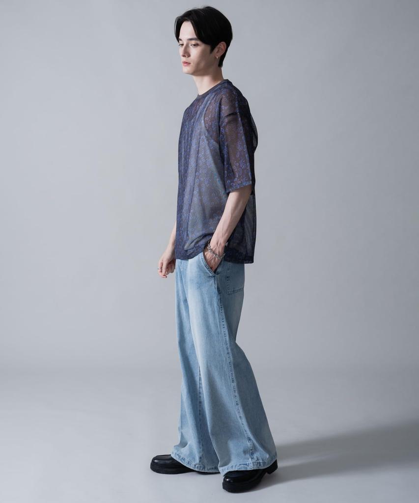 WEGO Model Plasă Ansamblu Pulover Mânecă Scurtă Vară Mărime Coreeană Model 2 Cămașă pentru Bărbați, Top, Haine, Stil, L,