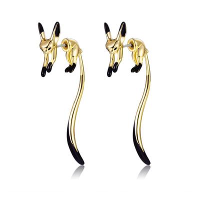 Earrings for Fox and Shiny Surface Animal Fox Stainless All Accessories Women, Gold, Raccoon, Finish, Motif, Earrings, Steel, Hypoallergenic,