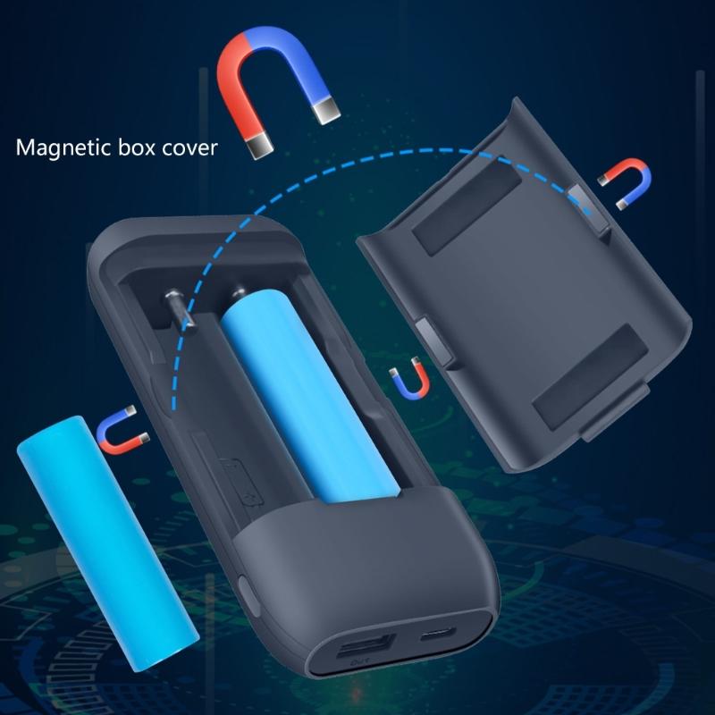 Lithium Battery Organizers and Quick Charger for 18650 21700 18700 20700 Models with Safety Features