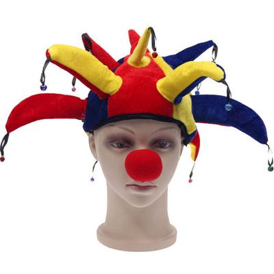 Kolorowy kapelusz klauna na imprezę Halloweenową z małym dzwoneczkiem, karnawałowy, zabawny, na bal kostiumowy, zabawna czapka unisex na mecz piłki nożnej