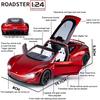 Roadster a escala 1/24, juguete modelo de coche fundido a presión, vehículo de juguete con sonido y luz para niños, colección de regalos para niños pequeños y niñas